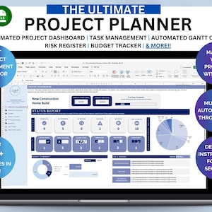 Sjabloon projectplan, projectplanning, projectbeheer, projectplanner, risicoregister, Gantt-diagram, budgettracker, Excel-dashboard