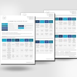 Communication Plan Template | Project Management | MS Word | Instant Download | Document Business Process | Project Communication Strategy