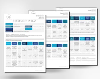 Communication Plan Template | Project Management | MS Word | Instant Download | Document Business Process | Project Communication Strategy