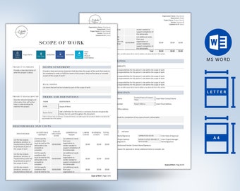 Scope of Work Template | SOW Template | Project Management | MS Word | Deliverables | Vendor Contract | Statement of Work | Project Scope