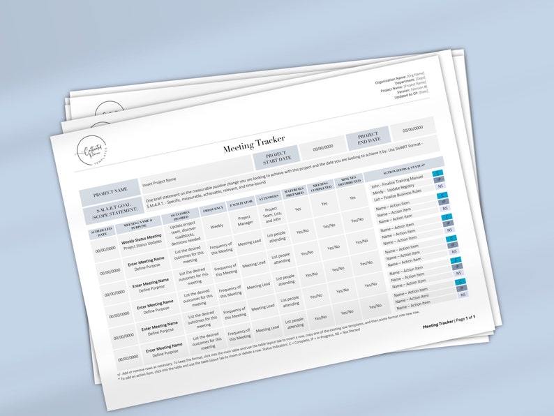 Meeting Tracker Meeting Log Meeting Minutes Template Action Items Meeting Tracker Meeting Log Meeting Minutes Template Action Items