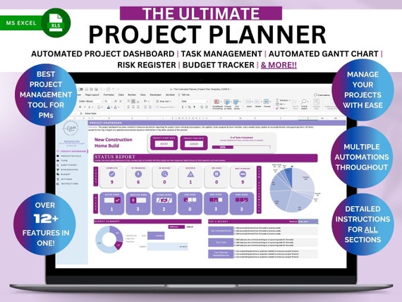 Project Plan Template, Project Schedule, Project Management, Project Planner, Risk Register, Gantt Chart, Budget Tracker, Excel Dashboard