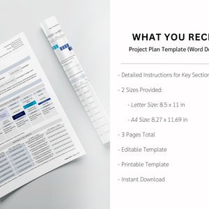 Puede incluir: Una plantilla de plan de proyecto en un documento de Word. La plantilla incluye un panel de control del proyecto, un resumen del estado del proyecto, tareas semanales y un diagrama de Gantt. La plantilla est&aacute; disponible en dos tama&ntilde;os: Carta (8,5 x 11 pulgadas) y A4 (8,27 x 11,69 pulgadas).