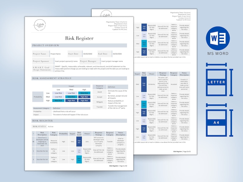 Example Risk Register Capital Building Risk Register Template | Risk Log | Project Management | Risk ...