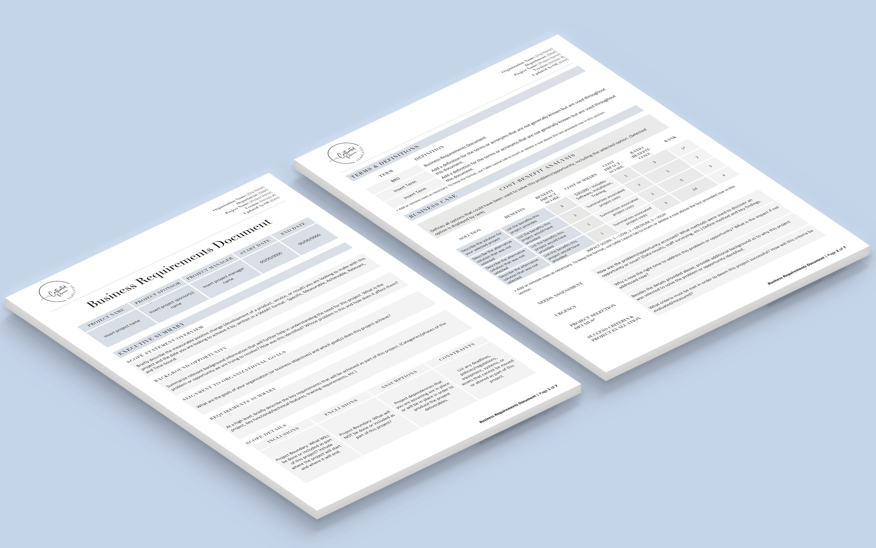 BRD, Business Requirements Document, Project Management Template ...