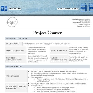 Project Charter Template | How to Write a Project Charter | Best Project Charter | Includes all Elements | Project Initiation | Instructions