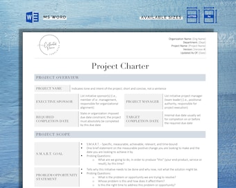 Project Charter Template | How to Write a Project Charter | Best Project Charter | Includes all Elements | Project Initiation | Instructions