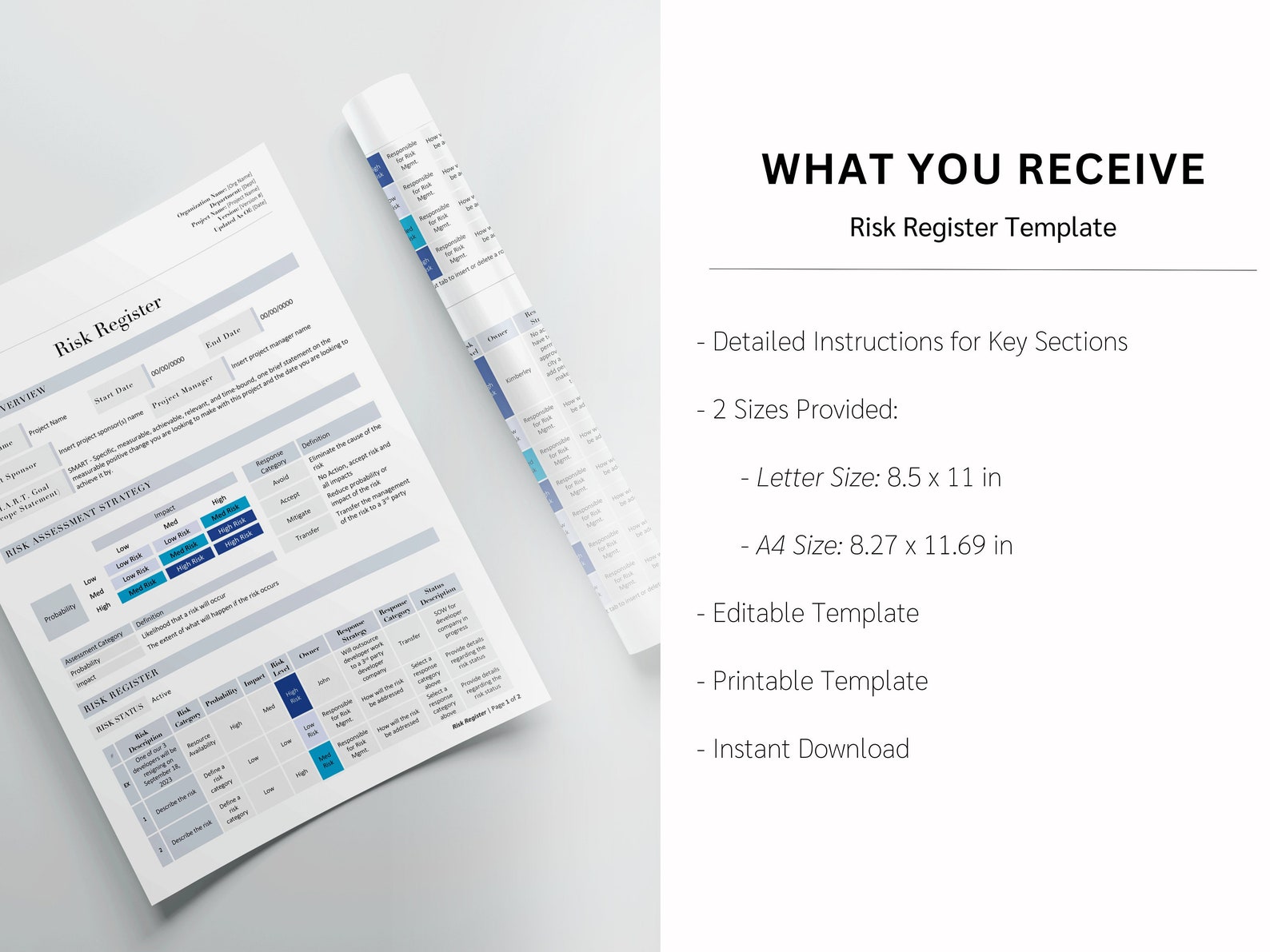 Project Plan Risk Tracker Risk Register Template | Risk Log | Project Management | Risk ...