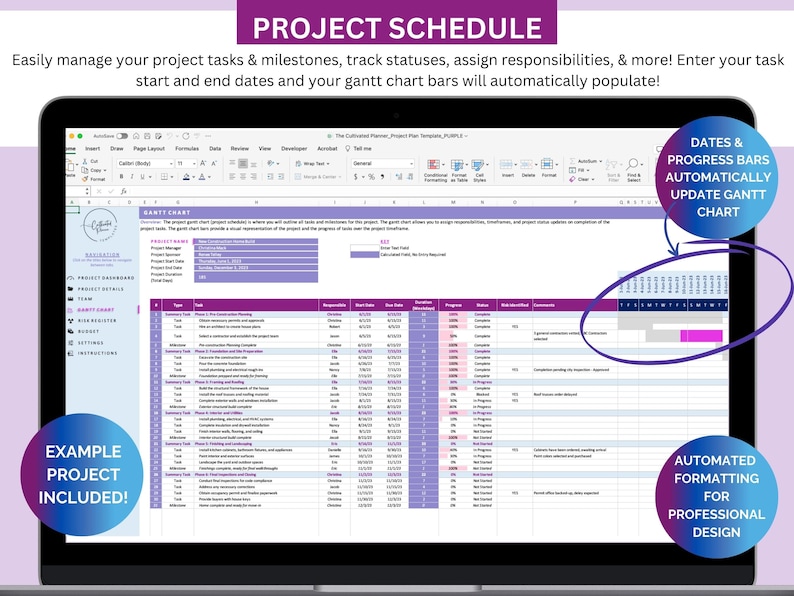 Project Plan Template | Project Management Template, Project Schedule Template, gantt chart