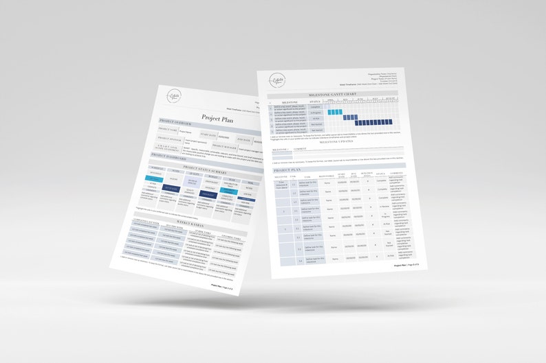 Puede incluir: Un documento de plan de proyecto con una tabla que muestra las fases del proyecto, las tareas y los plazos. El documento tambi&eacute;n incluye un diagrama de Gantt con una l&iacute;nea de tiempo para el proyecto.