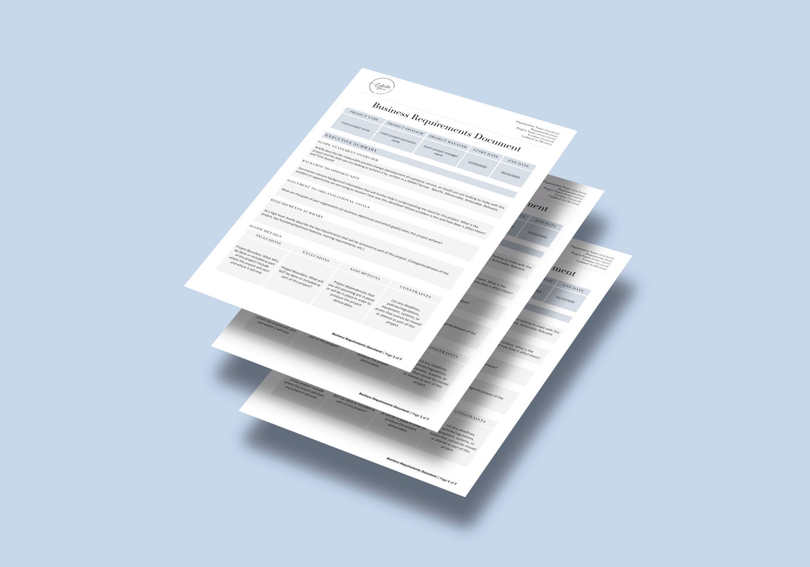 BRD, Business Requirements Document, Project Management Template ...
