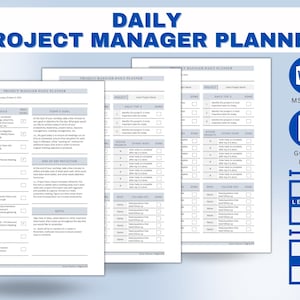 Daily Project Manager Planner, Daily Planner, Project Management,  Productivity Planner, Project Planner, Daily Schedule, Goal, Task Planner