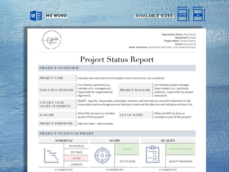 Project Status Report Template | Project Progress Report | Project ...