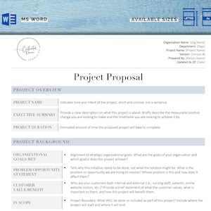 Project Proposal Template | Project Management | Simple Proposal Template | Project Proposal Guide | Editable Proposal | Project Guide Word