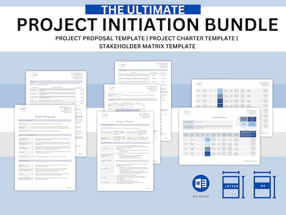 BUNDLE, Project Proposal Template | Project Charter Template | Stakeholder Matrix | Project Management | MS Word | Project Initiation Bundle
