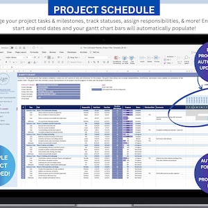 Project Plan Template | Project Management Template, Project Schedule Template, gantt chart