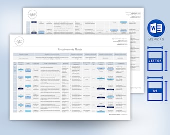 Requirements Matrix Template, Requirements Traceability Matrix Template, Project Requirements Form, Project Manager, Product Requirements