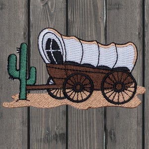 Aufnäher mit Wagenmotiv, 8,9 cm (3,5 Zoll), zum Aufbügeln, Western-Applikation mit Prärie-Schoner und Kaktus, Aufnäher für Cowboyjacke, Rucksack und Hut, Rodeo-Geschenk