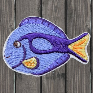 Tropical Fish Patch, 1.75&quot;, Iron On, Ocean Animal Embroidered Badge, Cute Fish Applique, Sea Life Patch for Jackets, Backpacks, Gifts