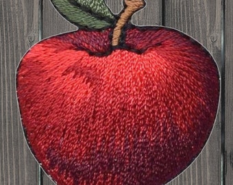Apfel-Aufnäher, 3,5 cm zum Aufbügeln, Fruchtapplikation, roter Apfel-Stickaufnäher, Lebensmittel-Abzeichen, DIY-Jackenaufnäher, niedlicher Kawaii-Aufnäher, Geschenk für Lehrer