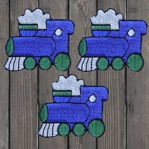 Train Embroidered Patch 3-Pack, 2" Iron On Steam Engine Locomotive Applique Badge, Choo Choo Jacket Backpack Hat DIY Gift Set