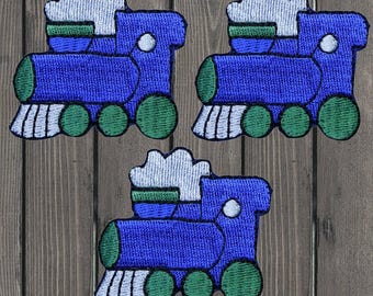 Train Embroidered Patch 3-Pack, 2" Iron On Steam Engine Locomotive Applique Badge, Choo Choo Jacket Backpack Hat DIY Gift Set