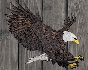 American Bald Eagle Embroidered Patch 3-7/8” Iron On, Flying Eagle Badge, USA Patriotic Patch, Wildlife Bird Patch for Jackets & Bags