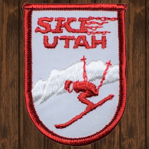 Vintage Ski Utah Embroidered Patch, Sew On Ski Badge, Snowboard Patch, UT Souvenir, Ski Resort Patch, Retro Winter Sports Patch 2-5/8&quot;