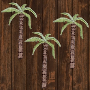 Palm Tree Iron On Patch 3-Pack 1.5&quot;, Embroidered Tropical Island Applique Badges for Jackets, Bags, Beach Outfit, Summer Paradise Gift