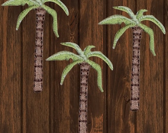 Parches termoadhesivos de palmera (paquete de 3), 3,8 cm. Insignias bordadas de isla tropical para chaquetas, bolsos, atuendos playeros y regalos de verano.
