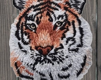 Tiger Applique Patch: Iron-On Embroidered Badge (2-Inch Size)