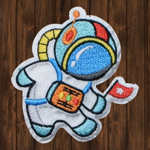Astronaut Iron On Patch 2.25&quot;, Embroidered Space Suit Applique Badge with Flag, Outer Space Collector Gift for Jackets, Bags, Backpacks