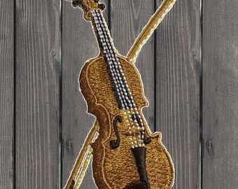 Violin Embroidered Patch, 3.25" Iron On Fiddle Music Applique, Instrument Badge for Musicians, DIY Orchestra Gift, Band Jacket Decor