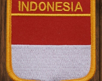 Indonesia Patch, 2.75", Iron On, Jakarta Surabaya Bakasi Badge, Southeast Asia Travel Patch, Collectible Country Souvenir Applique
