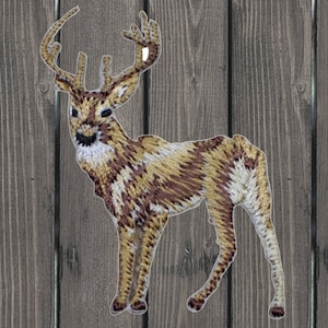 White Tail Buck Deer Patch, 2 &quot;Aufbügeln, Wildtier Jagd Abzeichen, Natur gestickte Applikation, Outdoor Tier DIY Jacke Patch