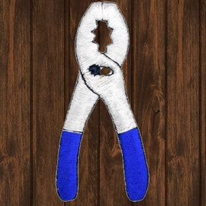 May include: White pliers with blue handles. The pliers are closed and the handles are parallel to each other.