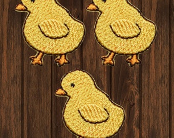 Mini-Küken-Aufnäher, Babyhuhn, 2,5 cm, 3er-Pack, zum Aufbügeln, gestickte Applikation, Bauernhoftier-Abzeichen, DIY-Jackenaufnäher, niedlicher Bauernhof-Aufnäher