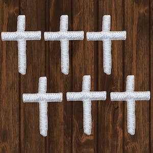 Mini White Cross Patch, Iron On, 1&quot;, 6-Pack, Christian Badge, Religious Patch, Jesus Cross Applique, Small Faith Patch, Baptism Gift