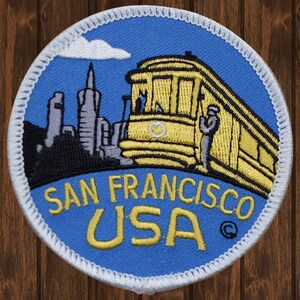 Geborduurd San Francisco-embleem, 7,5 cm (3 inch) opstrijkbaar California Cable Car SF-embleem, reissouvenir uit de Bay Area voor jas, rugzak, hoed of als cadeau.