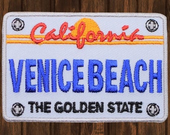 Toppa ricamata di Venice Beach, 2,75" da stirare, targa della California, distintivo di Los Angeles, toppa per giacca, zaino e cappello souvenir di Los Angeles