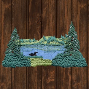 Pond Divers Loon Embroidered Patch, 4" Iron On, Nature Scene Applique, Duck Patch, Wildlife Badge, Lake Bird Patch, Outdoor Adventure