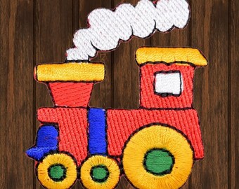 Choo-Choo Train Iron On Patch, Steam Locomotive Conductor Badge, 2.25" Embroidered Collectible Vintage Railway Decor, for Jackets, Bags