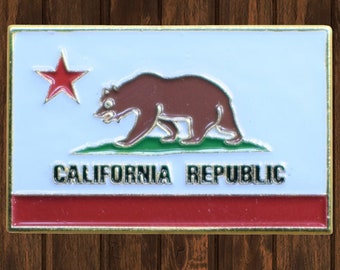 カリフォルニア州旗ピン - CA共和国鋳造金属エナメルゴム裏地 1.25