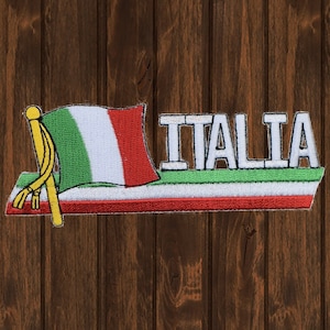 Italy Iron On Patch, Italia Applique Rome Mediterranean Colosseum Pisa Badge, 4.875&quot; Embroidered Travel Collectible, for Jackets, Bags