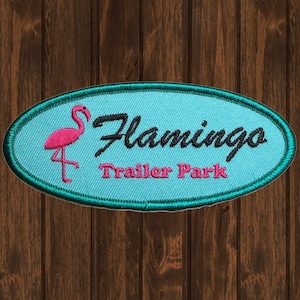 Flamingo Embroidered Patch, Pink Sequin Birds Iron On Applique Badge for Jackets, Trailer Park Patch, Fun Bird Patch for Bags & Hats