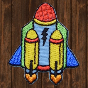 Rocket Embroidered Patch, 1.5&quot; Iron On Space Shuttle Spaceship Badge for Kids, Astronaut Fans, Backpacks, Jackets, DIY Sci-Fi Decor