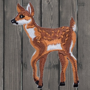 Small Brown Deer Patch, 2.5&quot; Fawn Embroidered Iron On Applique, Baby Animal Patch for Jackets, DIY Nature Patch for Backpacks
