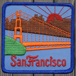 San Francisco Embroidered Patch, 3" Iron On Golden Gate Bridge California Sunset Badge, SF Travel Souvenir Jacket Backpack Hat Patch