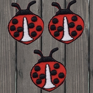 Mini Ladybug Embroidered Patch 3-Pack 1" Iron On Insect Bug Applique Badge for Jackets, Hats, Bags, Clothes, Nature Decor, Cute Gift Set