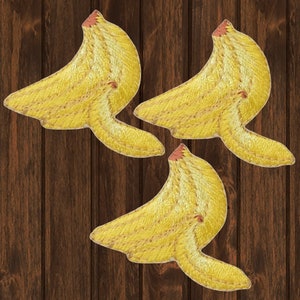 Conjunto de remendos de banana para aplicar em ferro, 1,75&quot; cacho de bananas, aplique de frutas, emblema para jaquetas, mochilas, presente fofo, pacote com 3 remendos colecionáveis